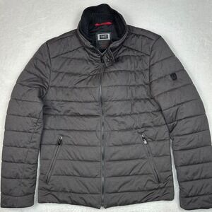 Bugatti Flexcity‎ Puffer Jacket Mens Charcoal Gray Full Zip Quilted Size M